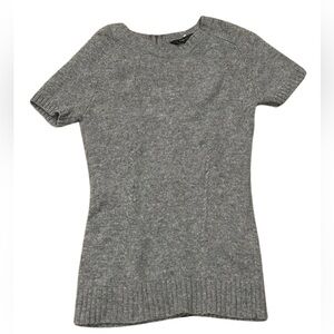 BCBGMaxAzria Wool Short Sleeve Zip Back Sweater Top | Grey | Size M | NWOT